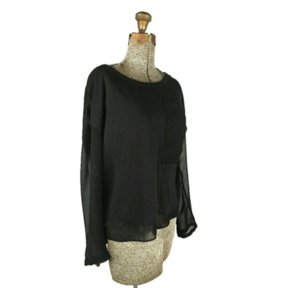 Rag & bone black long sleeve blouse patch pocket - Picture 1 of 16